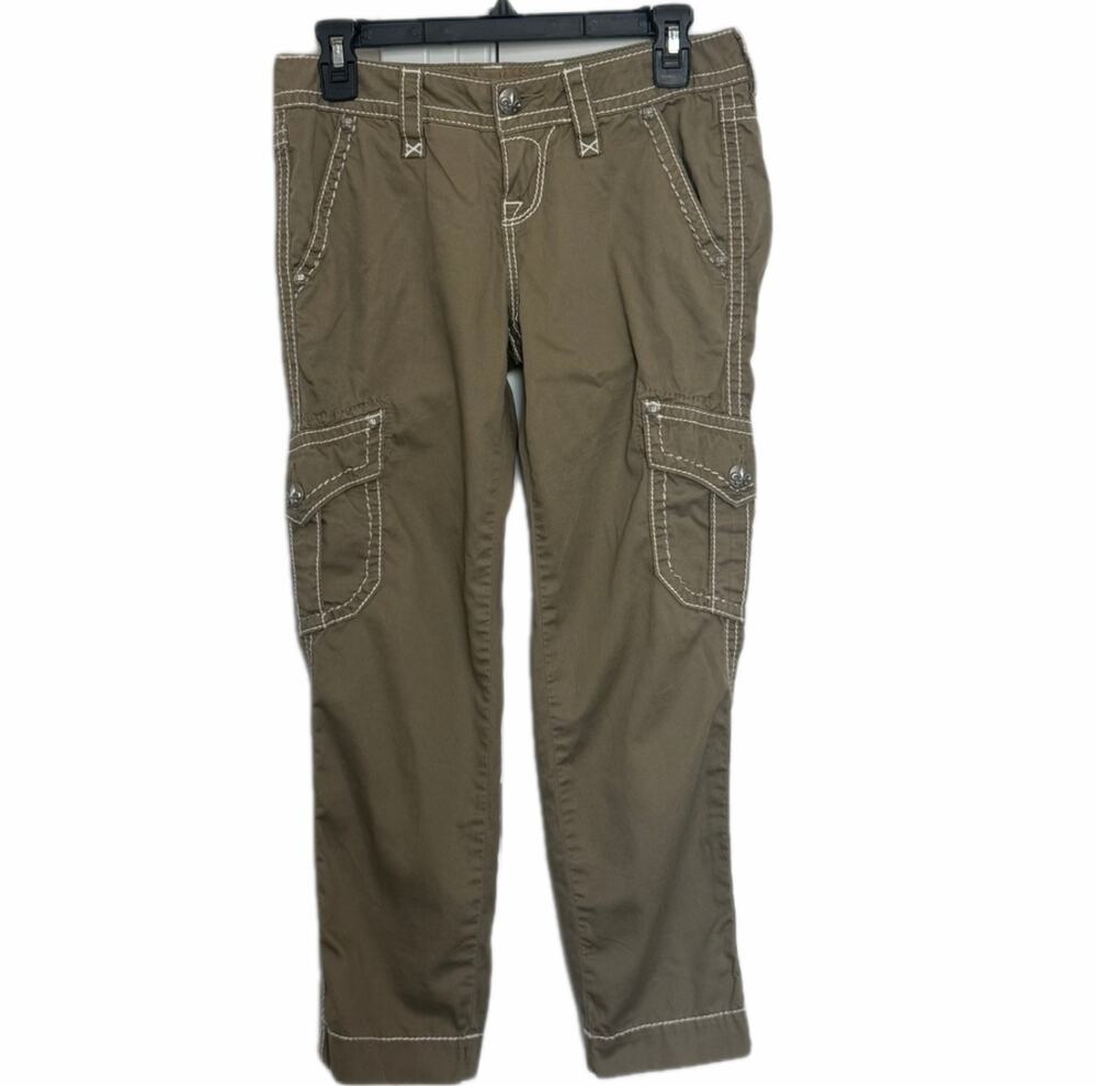 Rock Revival Khaki Pants Womens Sequin Capri Cargo Sz 25